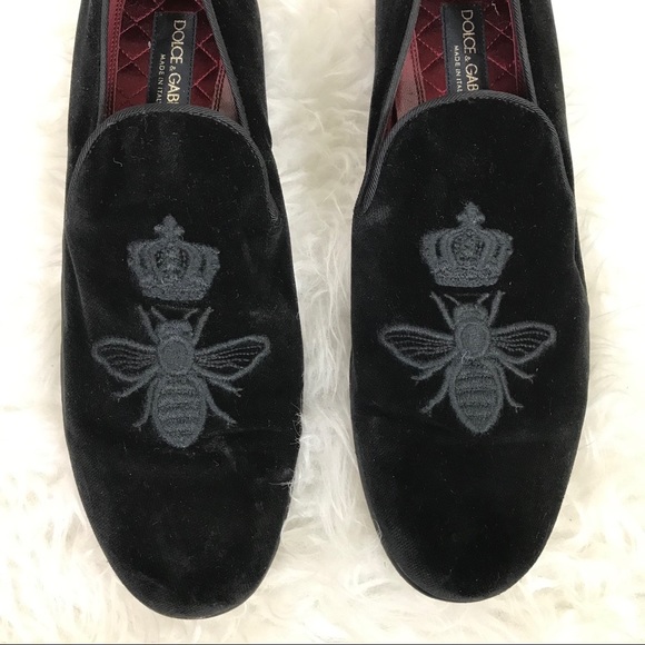 Dolce & Gabbana Men's Embroidered Velvet Slippers - Picture 2 of 8